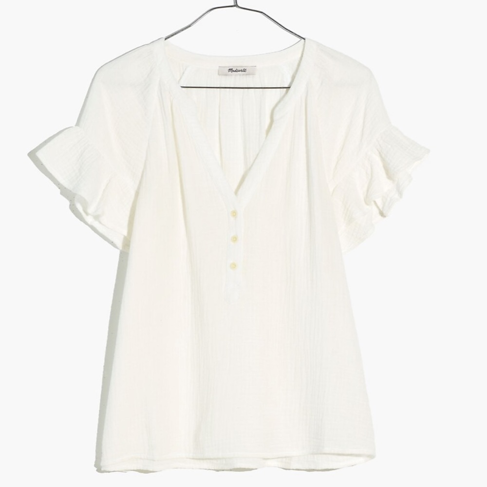 NET Madewell Lightspun Ruffle Sleeve Henley Top
